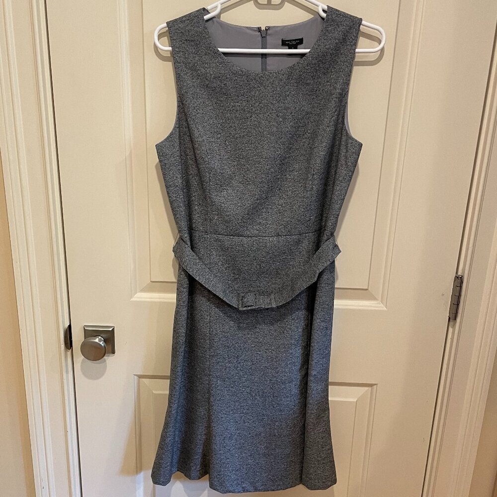 Ann Taylor Factory Grey Sleeveless Dress with Belt